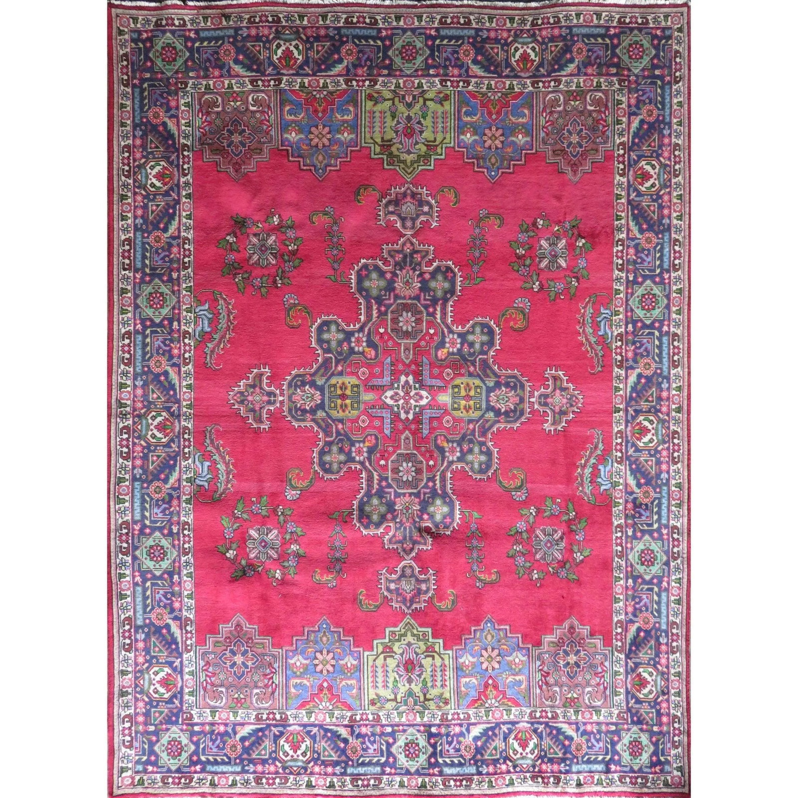 One Of The Kind Hand-Knotted Persian Wool Rug _ Luxurious Vintage Design, 12'9" x 9'8", Artisan: Hand-Knotted Persian Wool Rug _ Luxurious Vintage Design, 12'9" x 9'8", Artisan Crafted, Authentic hand-knotted traditional antique vintage Persian rugs, in excellent vintage condition with over 60 ye