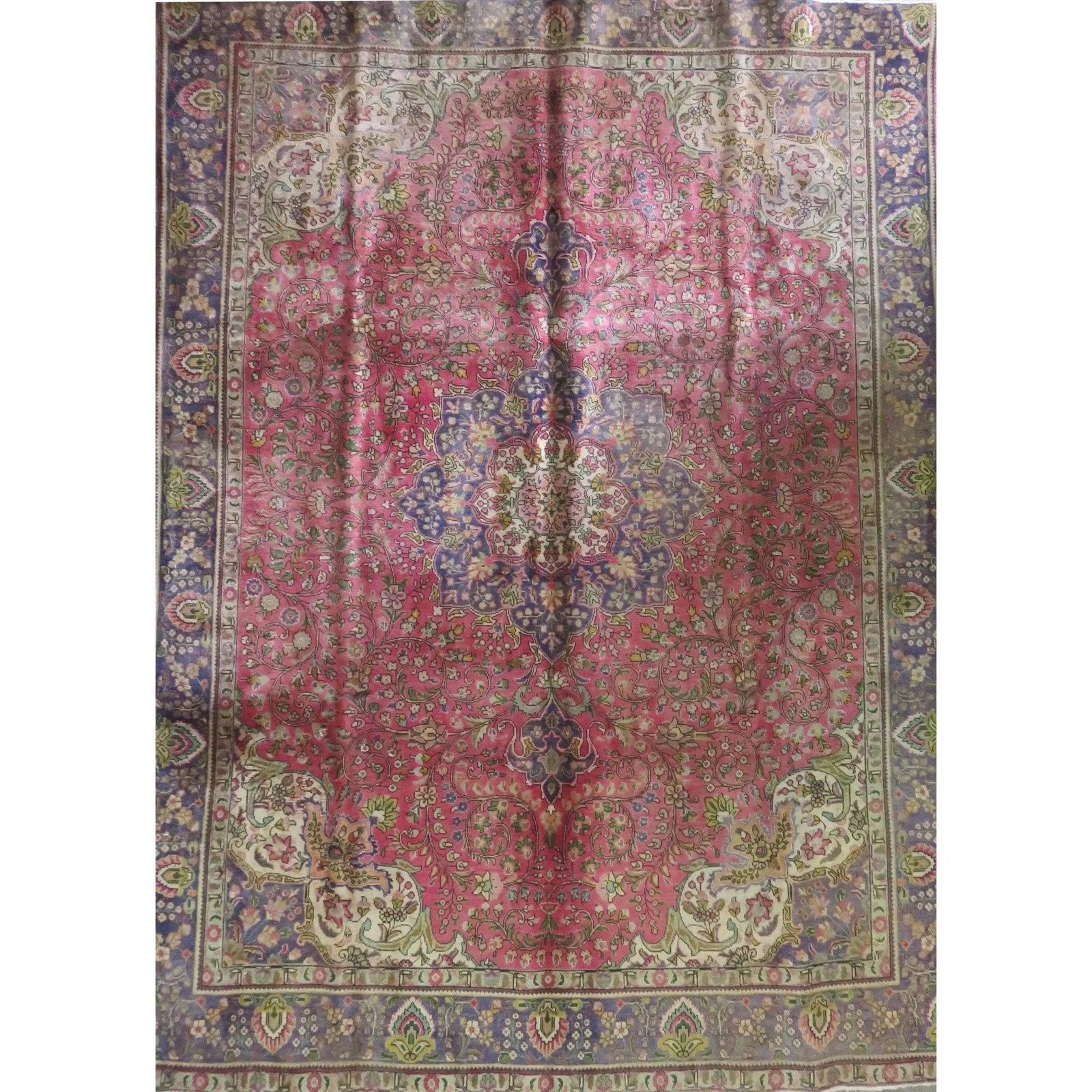 One Of The Kind Hand-Knotted Persian Wool Rug _ Luxurious Vintage Design, 12'6" x 8'9", Artisan: Hand-Knotted Persian Wool Rug _ Luxurious Vintage Design, 12'6" x 8'9", Artisan Crafted, Authentic hand-knotted traditional antique vintage Persian rugs, in excellent vintage condition with over 60 ye