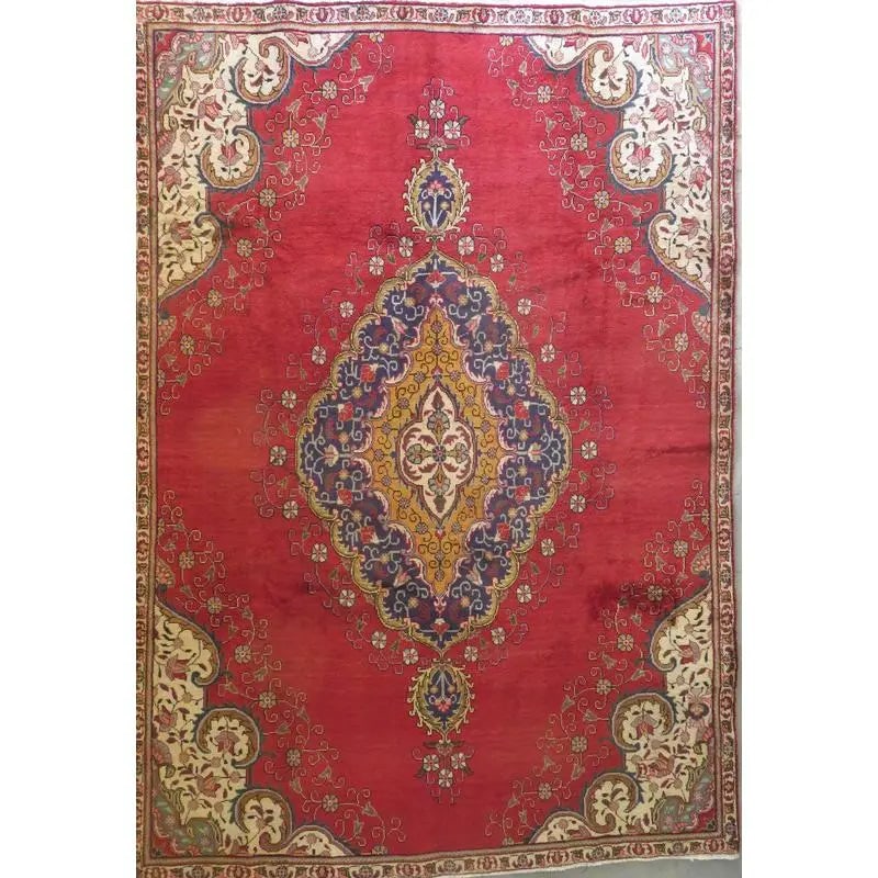 One Of The Kind Hand-Knotted Persian Wool Rug _ Luxurious Vintage Design, 12'6" x 9'2", Artisan: Hand-Knotted Persian Wool Rug _ Luxurious Vintage Design, 12'6" x 9'2", Artisan Crafted, Authentic hand-knotted traditional antique vintage Persian rugs, in excellent vintage condition with over 60 ye