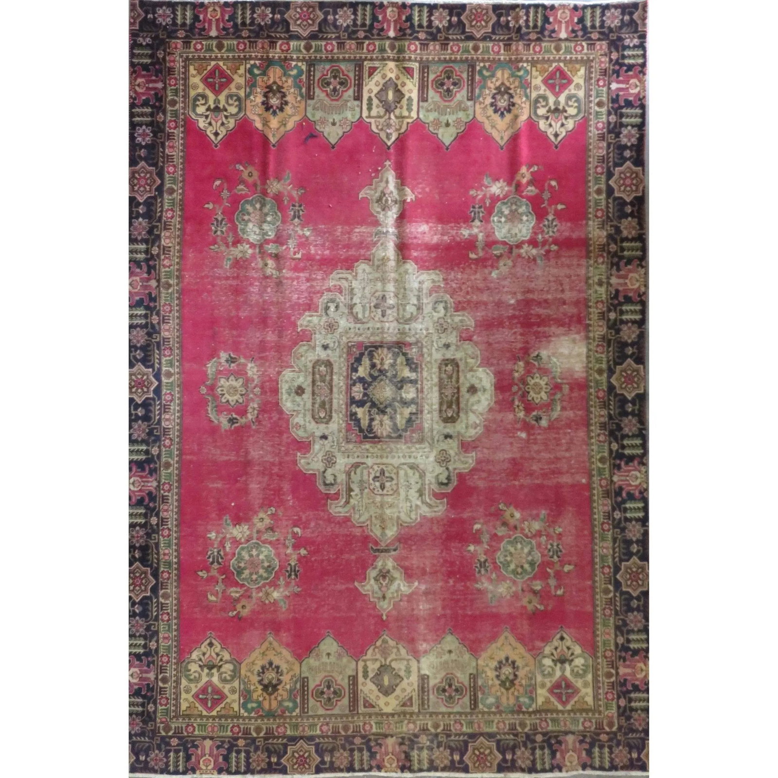 One Of The Kind Hand-Knotted Persian Wool Rug _ Luxurious Vintage Design, 12'4" x 8'6", Artisan: Hand-Knotted Persian Wool Rug _ Luxurious Vintage Design, 12'4" x 8'6", Artisan Crafted, Authentic hand-knotted traditional antique vintage Persian rugs, in excellent vintage condition with over 60 ye