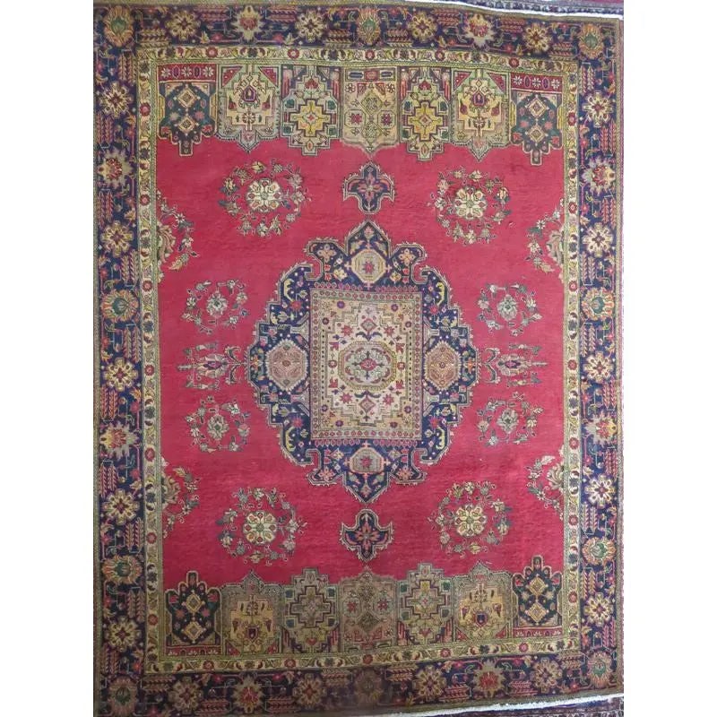 One Of The Kind Hand-Knotted Persian Wool Rug _ Luxurious Vintage Design, 12'4" x 9'6", Artisan: Hand-Knotted Persian Wool Rug _ Luxurious Vintage Design, 12'4" x 9'6", Artisan Crafted, Authentic hand-knotted traditional antique vintage Persian rugs, in excellent vintage condition with over 60 ye