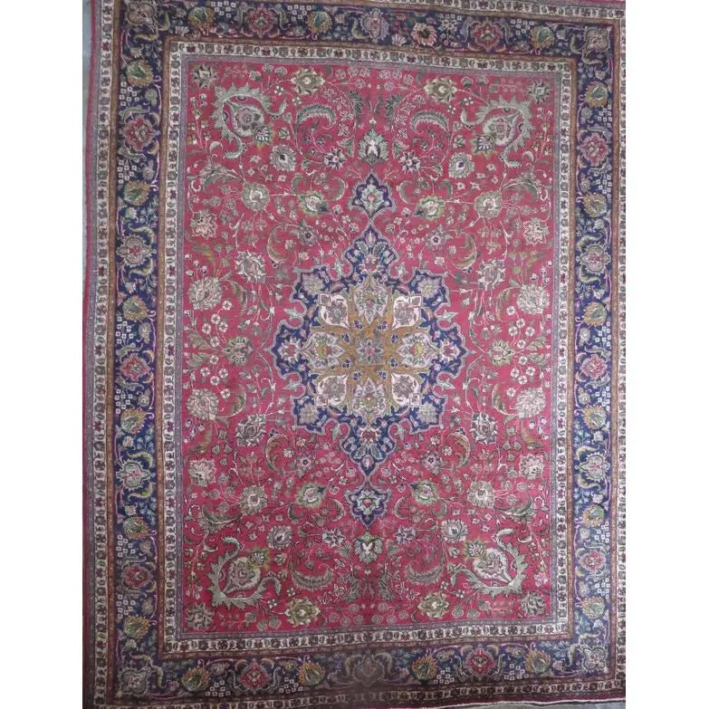 One Of The Kind Hand-Knotted Persian Wool Rug _ Luxurious Vintage Design, 12'4" x 9'5", Artisan: Hand-Knotted Persian Wool Rug _ Luxurious Vintage Design, 12'4" x 9'5", Artisan Crafted, Authentic hand-knotted traditional antique vintage Persian rugs, in excellent vintage condition with over 60 ye