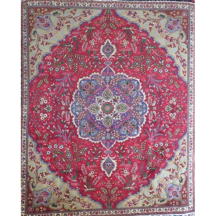 One Of The Kind Hand-Knotted Persian Wool Rug _ Luxurious Vintage Design, 12'11" x 9'5", Artisan: Hand-Knotted Persian Wool Rug _ Luxurious Vintage Design, 12'11" x 9'5", Artisan Crafted, Authentic hand-knotted traditional antique vintage Persian rugs, in excellent vintage condition with over 60 y