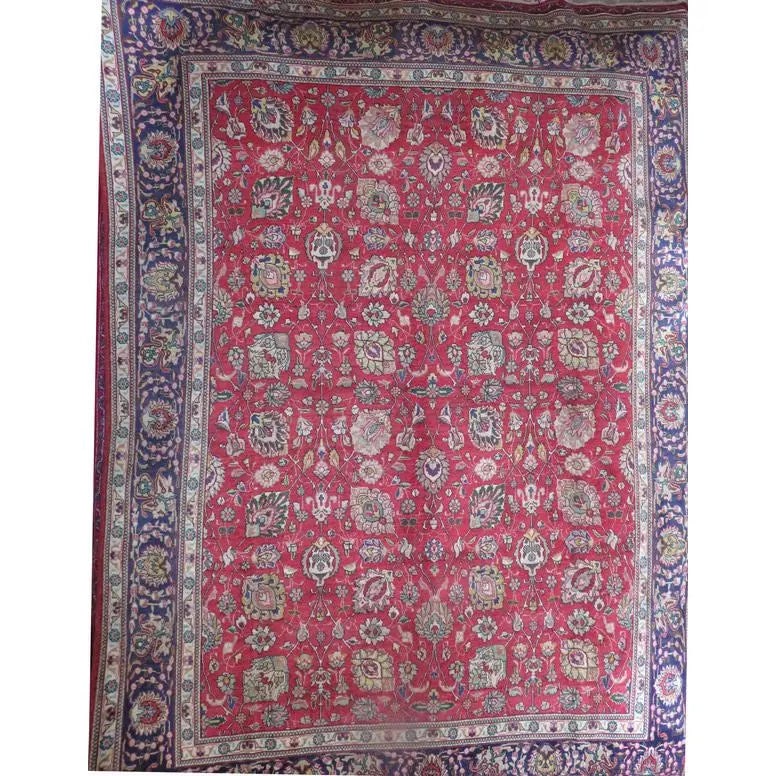 One Of The Kind Hand-Knotted Persian Wool Rug _ Luxurious Vintage Design, 12'10" x 9'7", Artisan: Hand-Knotted Persian Wool Rug _ Luxurious Vintage Design, 12'10" x 9'7", Artisan Crafted, Authentic hand-knotted traditional antique vintage Persian rugs, in excellent vintage condition with over 60 y