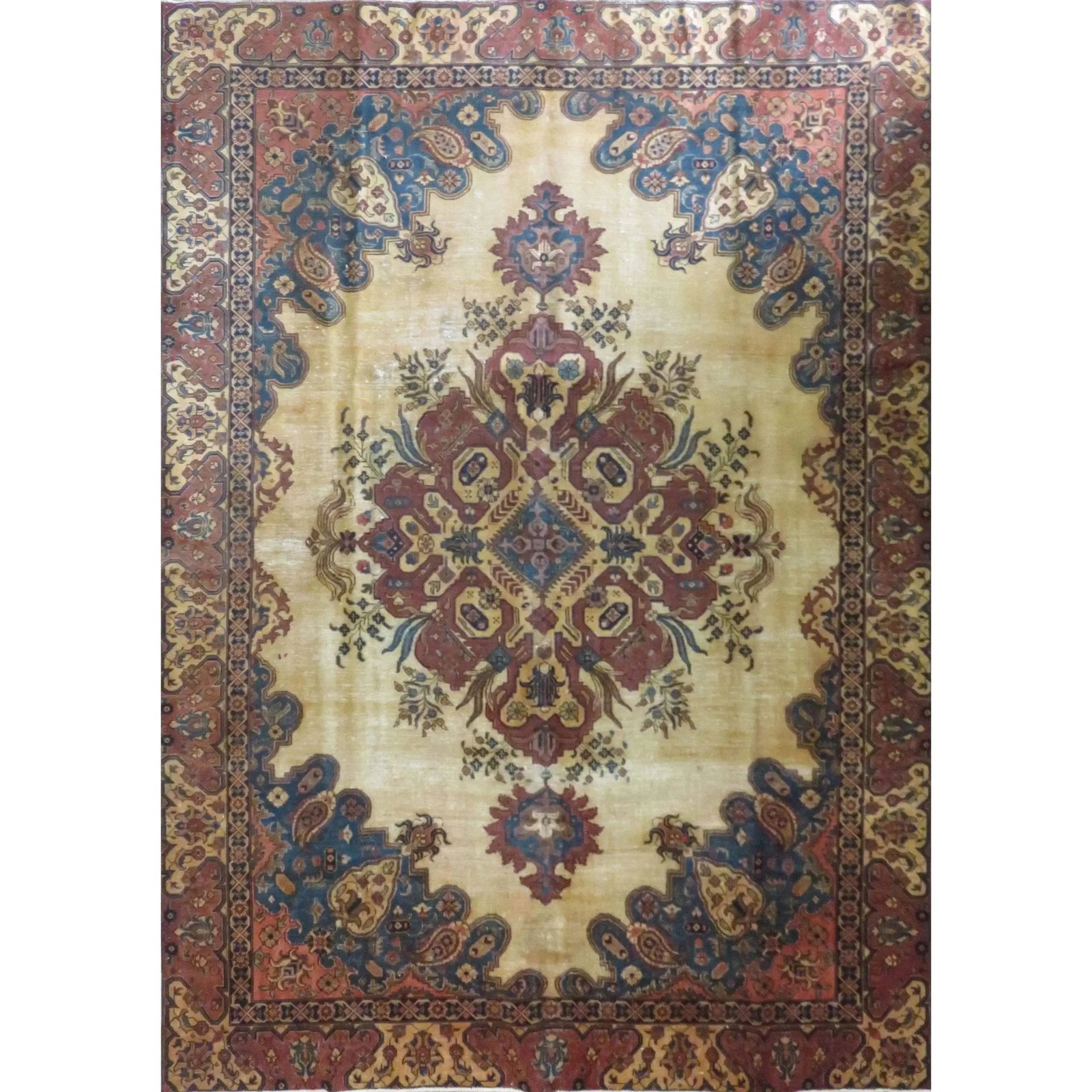 One Of The Kind Hand-Knotted Persian Wool Rug _ Luxurious Vintage Design, 12'1" x 8'9", Artisan: Hand-Knotted Persian Wool Rug _ Luxurious Vintage Design, 12'1" x 8'9", Artisan Crafted, Authentic hand-knotted traditional antique vintage Persian rugs, in excellent vintage condition with over 60 ye