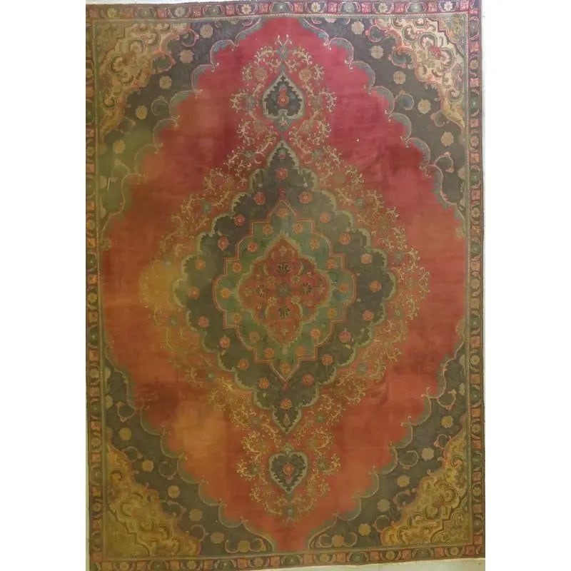 One Of The Kind Hand-Knotted Persian Wool Rug _ Luxurious Vintage Design, 11'2" x 7'7", Artisan: Hand-Knotted Persian Wool Rug _ Luxurious Vintage Design, 11'2" x 7'7", Artisan Crafted, Authentic hand-knotted traditional antique vintage Persian rugs, in excellent vintage condition with over 60 ye