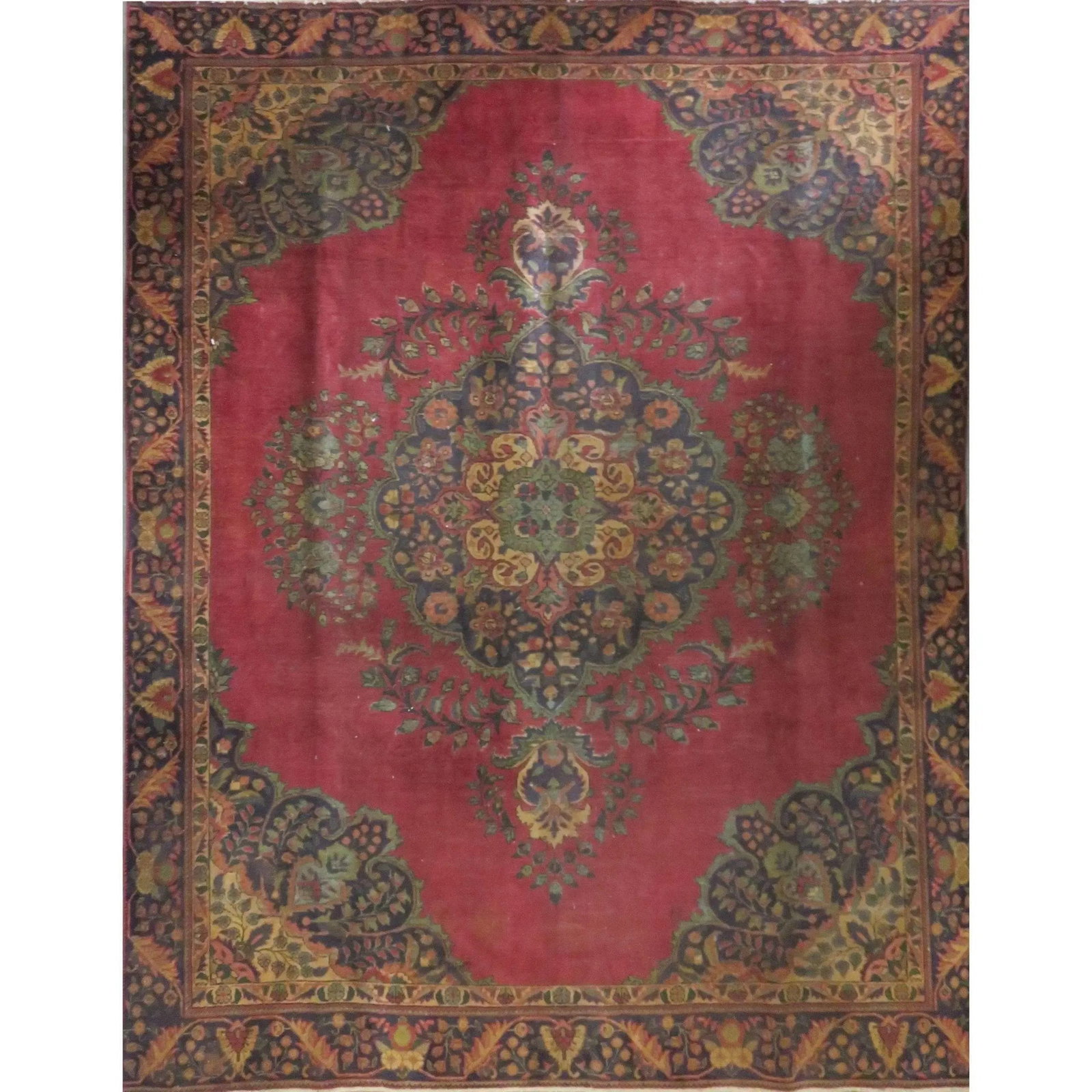 One Of The Kind Hand-Knotted Persian Wool Rug _ Luxurious Vintage Design, 11'8" x 9'3", Artisan: Hand-Knotted Persian Wool Rug _ Luxurious Vintage Design, 11'8" x 9'3", Artisan Crafted, Authentic hand-knotted traditional antique vintage Persian rugs, in excellent vintage condition with over 60 ye