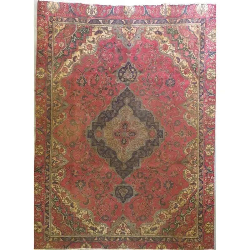 One Of The Kind Hand-Knotted Persian Wool Rug _ Luxurious Vintage Design, 10'4" x 7'7", Artisan: Hand-Knotted Persian Wool Rug _ Luxurious Vintage Design, 10'4" x 7'7", Artisan Crafted, Authentic hand-knotted traditional antique vintage Persian rugs, in excellent vintage condition with over 60 ye