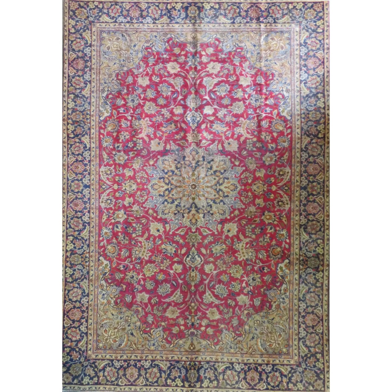 One Of The Kind Hand-Knotted Persian Wool Rug _ Luxurious Vintage Design, 13'1" x 8'2", Artisan: Hand-Knotted Persian Wool Rug _ Luxurious Vintage Design, 13'1" x 8'2", Artisan Crafted, Authentic hand-knotted traditional antique vintage Persian rugs, in excellent vintage condition with over 60 ye
