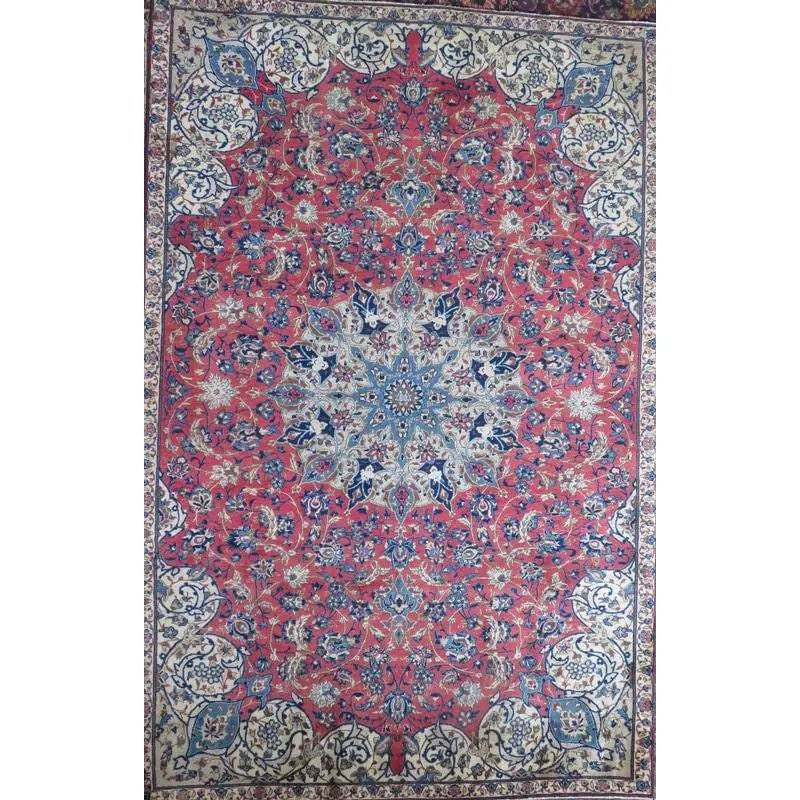 One Of The Kind Hand-Knotted Persian Wool Rug _ Luxurious Vintage Design, 12'11" x 9'10", Artisan: Hand-Knotted Persian Wool Rug _ Luxurious Vintage Design, 12'12" x 9'10", Artisan Crafted, Authentic hand-knotted traditional antique vintage Persian rugs, in excellent vintage condition with over 60 