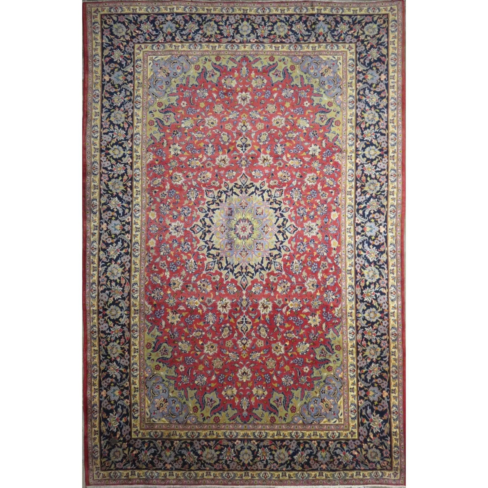 One Of The Kind Hand-Knotted Persian Wool Rug _ Luxurious Vintage Design, 11'5" x 7'6", Artisan: Hand-Knotted Persian Wool Rug _ Luxurious Vintage Design, 11'5" x 7'6", Artisan Crafted, Authentic hand-knotted traditional antique vintage Persian rugs, in excellent vintage condition with over 60 ye
