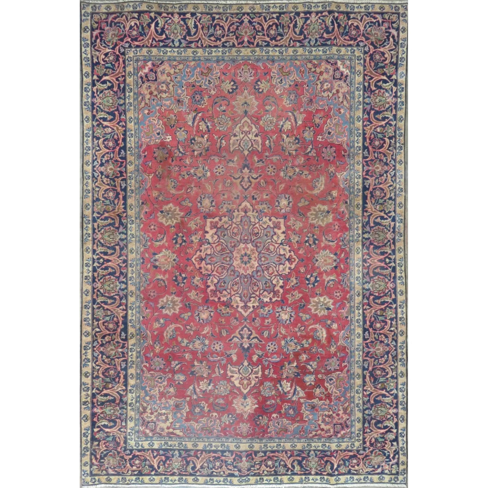 One Of The Kind Hand-Knotted Persian Wool Rug _ Luxurious Vintage Design, 10'3" x 7'1", Artisan: Hand-Knotted Persian Wool Rug _ Luxurious Vintage Design, 10'3" x 7'1", Artisan Crafted, Authentic hand-knotted traditional antique vintage Persian rugs, in excellent vintage condition with over 60 ye