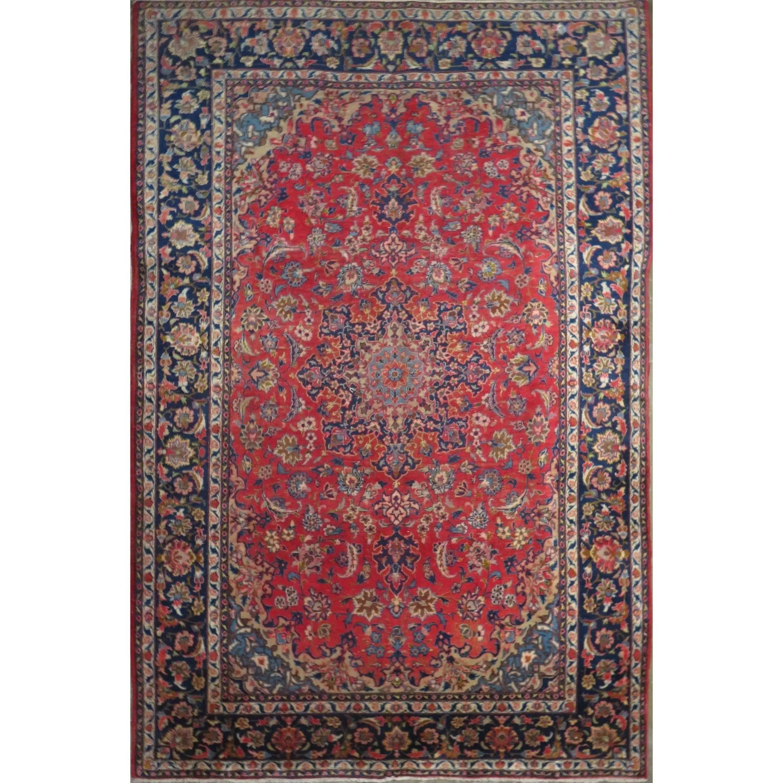 One Of The Kind Hand-Knotted Persian Wool Rug _ Luxurious Vintage Design, 10'3" x 6'9", Artisan: Hand-Knotted Persian Wool Rug _ Luxurious Vintage Design, 10'3" x 6'9", Artisan Crafted, Authentic hand-knotted traditional antique vintage Persian rugs, in excellent vintage condition with over 60 ye