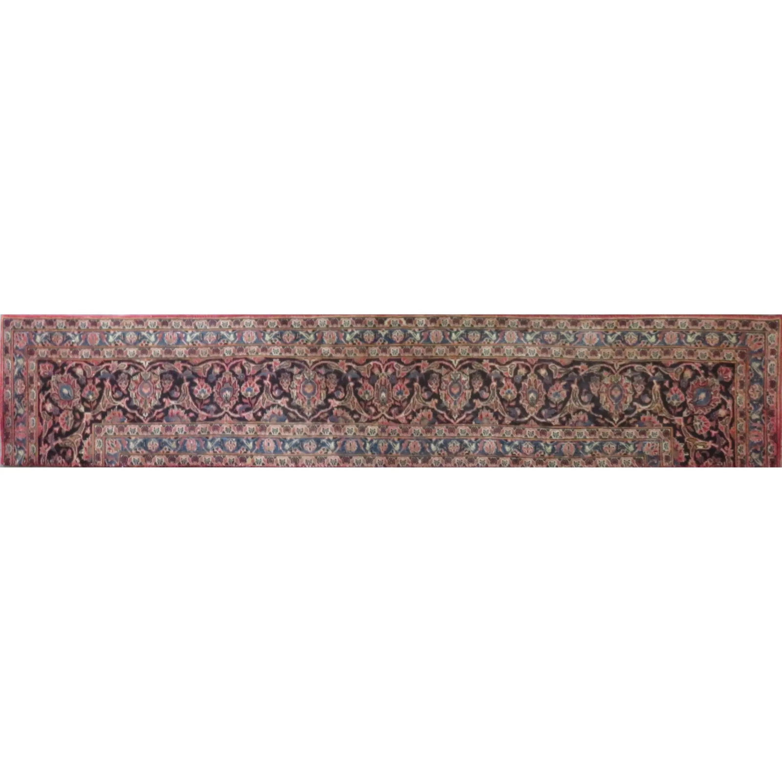 One Of The Kind Hand-Knotted Persian Wool Rug _ Luxurious Vintage Design, 9'5" x 1'7", Artisan: Hand-Knotted Persian Wool Rug _ Luxurious Vintage Design, 9'5" x 1'7", Artisan Crafted, Authentic hand-knotted traditional antique vintage Persian rugs, in excellent vintage condition with over 60 yea