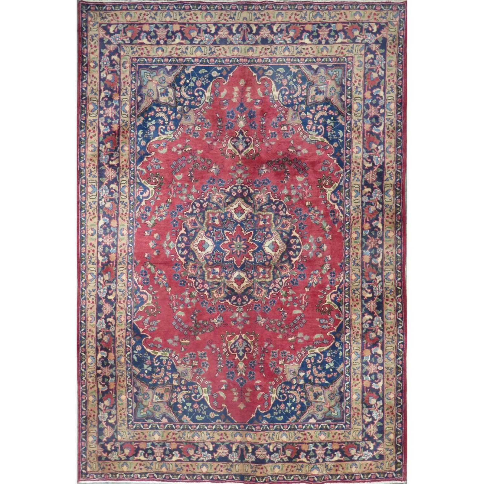 One Of The Kind Hand-Knotted Persian Wool Rug _ Luxurious Vintage Design, 9'4" x 6'3", Artisan: Hand-Knotted Persian Wool Rug _ Luxurious Vintage Design, 9'4" x 6'3", Artisan Crafted, Authentic hand-knotted traditional antique vintage Persian rugs, in excellent vintage condition with over 60 yea