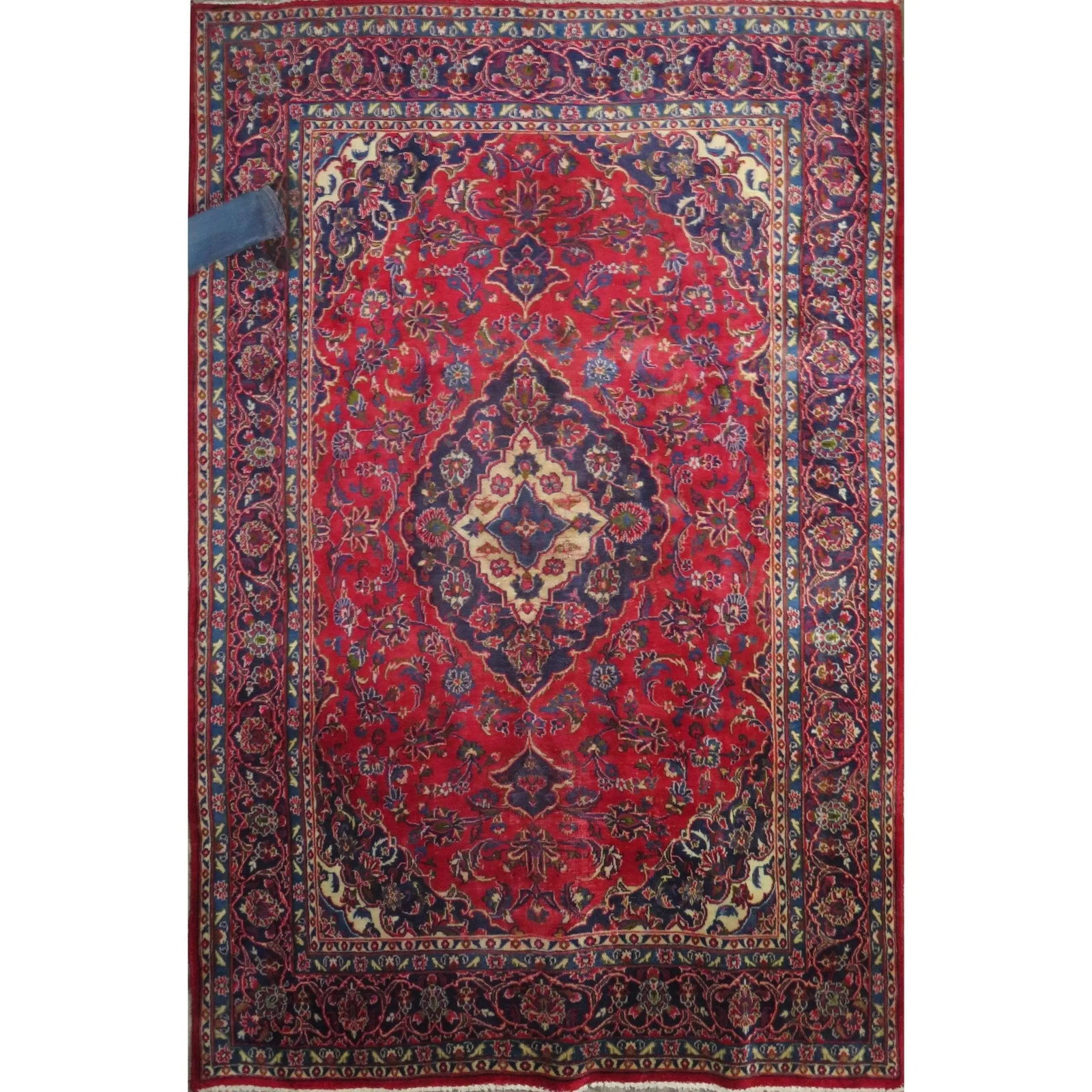 One Of The Kind Hand-Knotted Persian Wool Rug _ Luxurious Vintage Design, 9'1" x 6'1", Artisan: Hand-Knotted Persian Wool Rug _ Luxurious Vintage Design, 9'1" x 6'1", Artisan Crafted, Authentic hand-knotted traditional antique vintage Persian rugs, in excellent vintage condition with over 60 yea