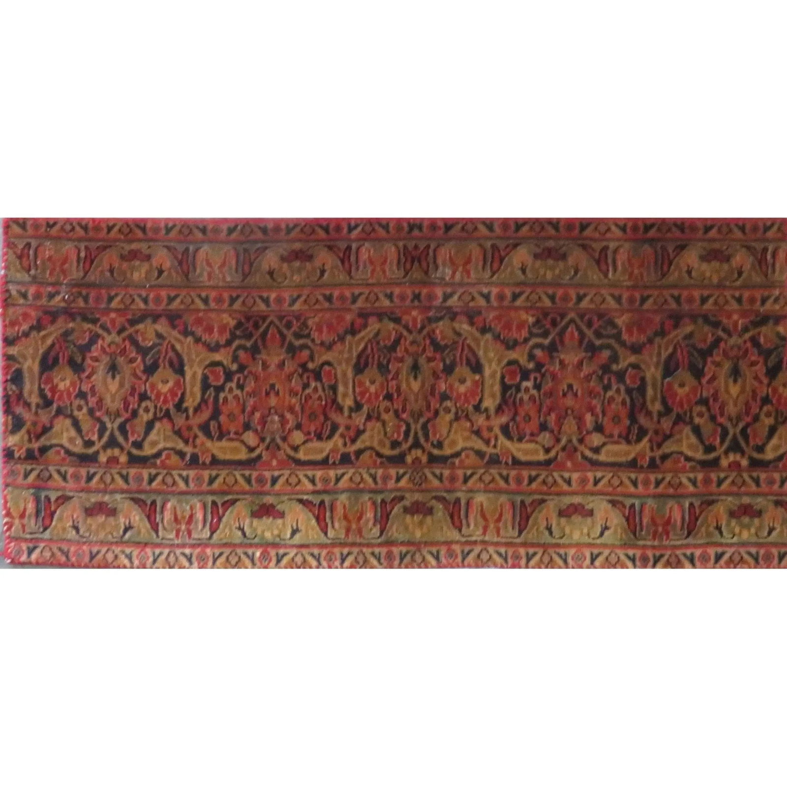 One Of The Kind Hand-Knotted Persian Wool Rug _ Luxurious Vintage Design, 4'4" x 1'10", Artisan: Hand-Knotted Persian Wool Rug _ Luxurious Vintage Design, 4'4" x 1'10", Artisan Crafted, Authentic hand-knotted traditional antique vintage Persian rugs, in excellent vintage condition with over 60 ye