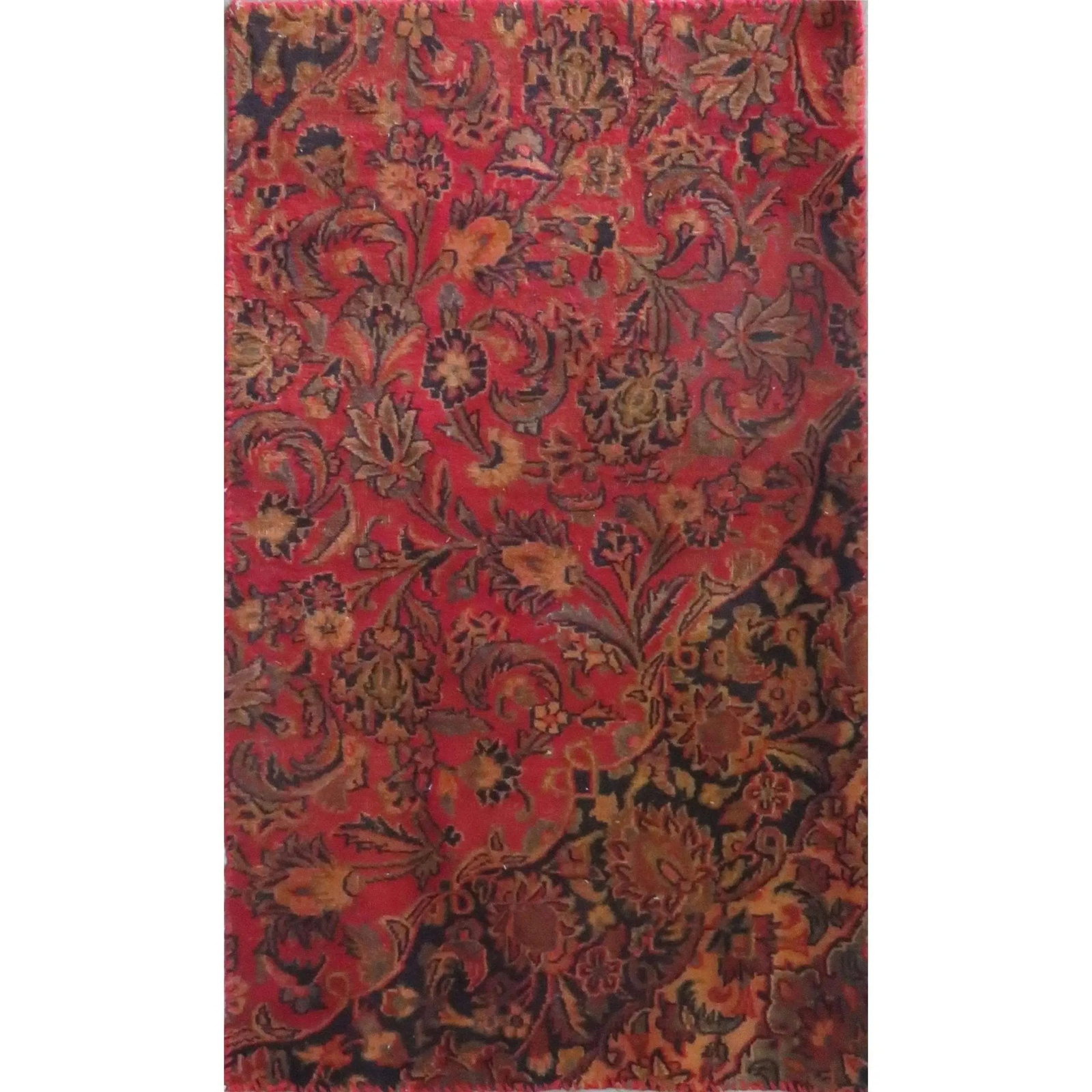 One Of The Kind Hand-Knotted Persian Wool Rug _ Luxurious Vintage Design, 4'10" x 2'3", Artisan: Hand-Knotted Persian Wool Rug _ Luxurious Vintage Design, 4'10" x 2'3", Artisan Crafted, Authentic hand-knotted traditional antique vintage Persian rugs, in excellent vintage condition with over 60 ye
