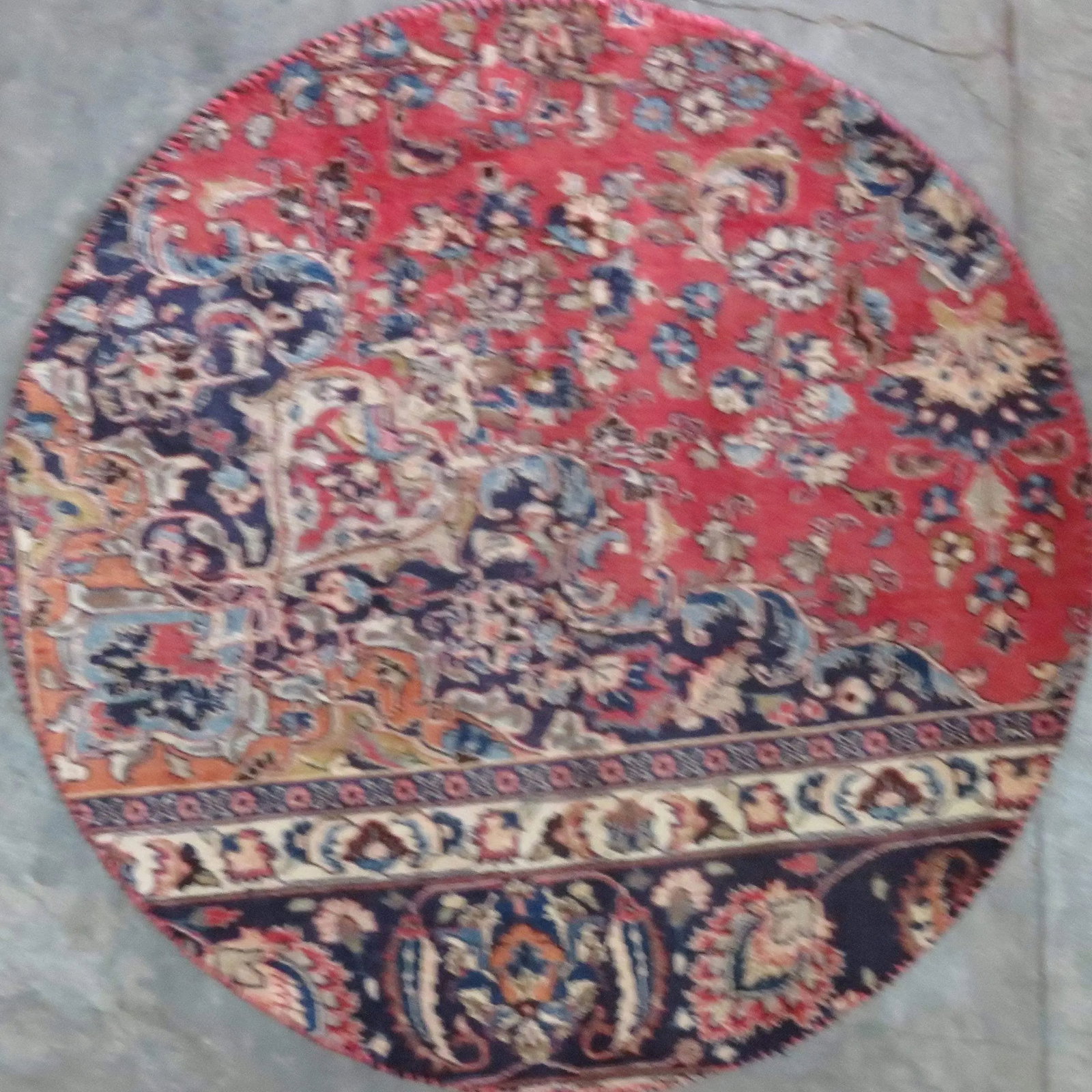 One Of The Kind Hand-Knotted Persian Wool Rug _ Luxurious Vintage Design, 3'6" x 3'6", Artisan: Hand-Knotted Persian Wool Rug _ Luxurious Vintage Design, 3'6" x 3'6", Artisan Crafted, Authentic hand-knotted traditional antique vintage Persian rugs, in excellent vintage condition with over 60 yea