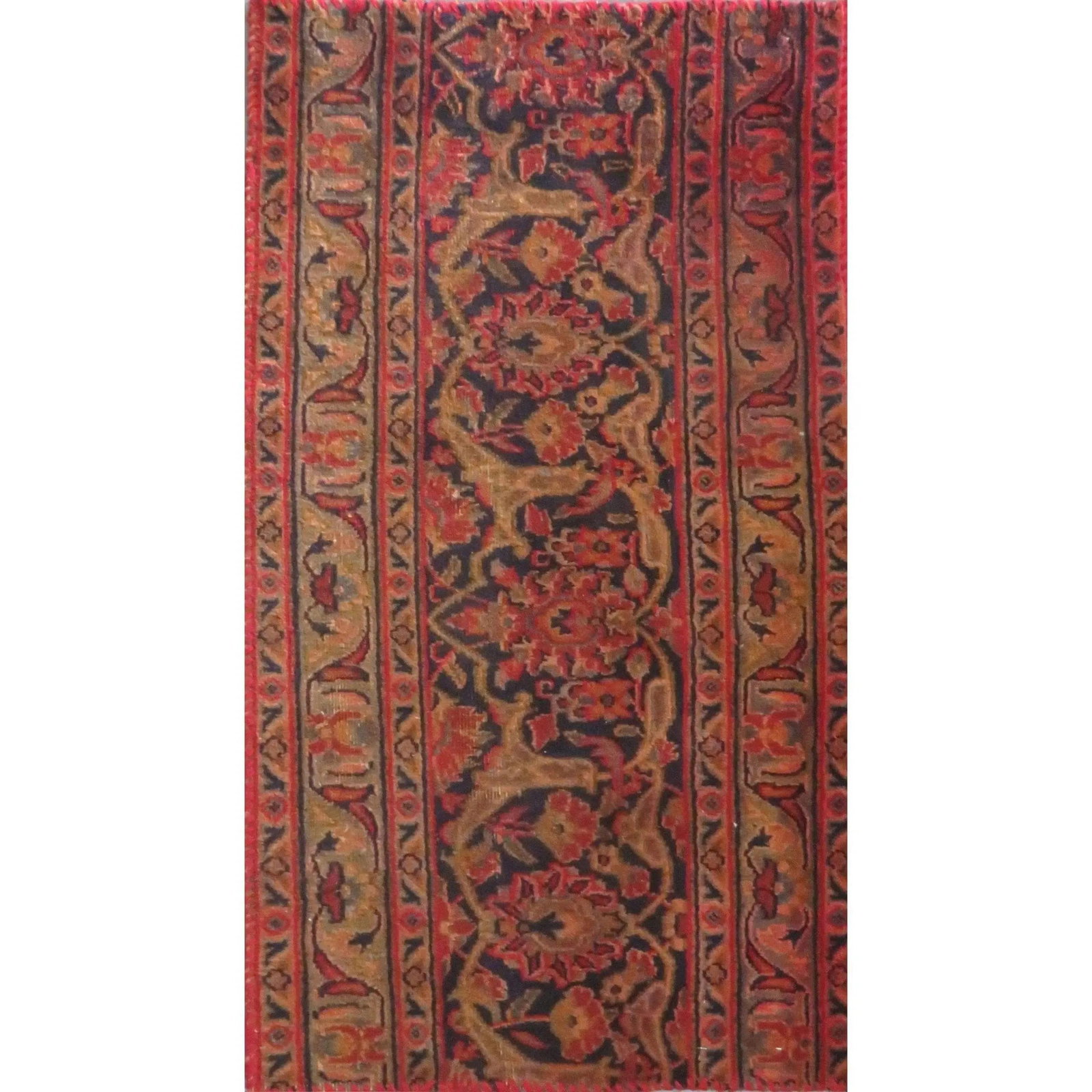 One Of The Kind Hand-Knotted Persian Wool Rug _ Luxurious Vintage Design, 3'5" x 1'10", Artisan: Hand-Knotted Persian Wool Rug _ Luxurious Vintage Design, 3'5" x 1'10", Artisan Crafted, Authentic hand-knotted traditional antique vintage Persian rugs, in excellent vintage condition with over 60 ye