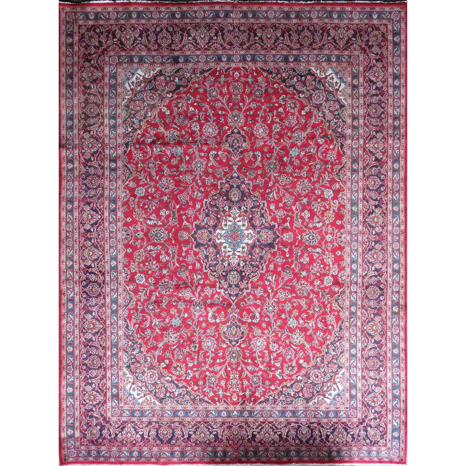 One Of The Kind Hand-Knotted Persian Wool Rug _ Luxurious Vintage Design, 12'9" x 9'6", Artisan: Hand-Knotted Persian Wool Rug _ Luxurious Vintage Design, 12'9" x 9'6", Artisan Crafted, Authentic hand-knotted traditional antique vintage Persian rugs, in excellent vintage condition with over 60 ye