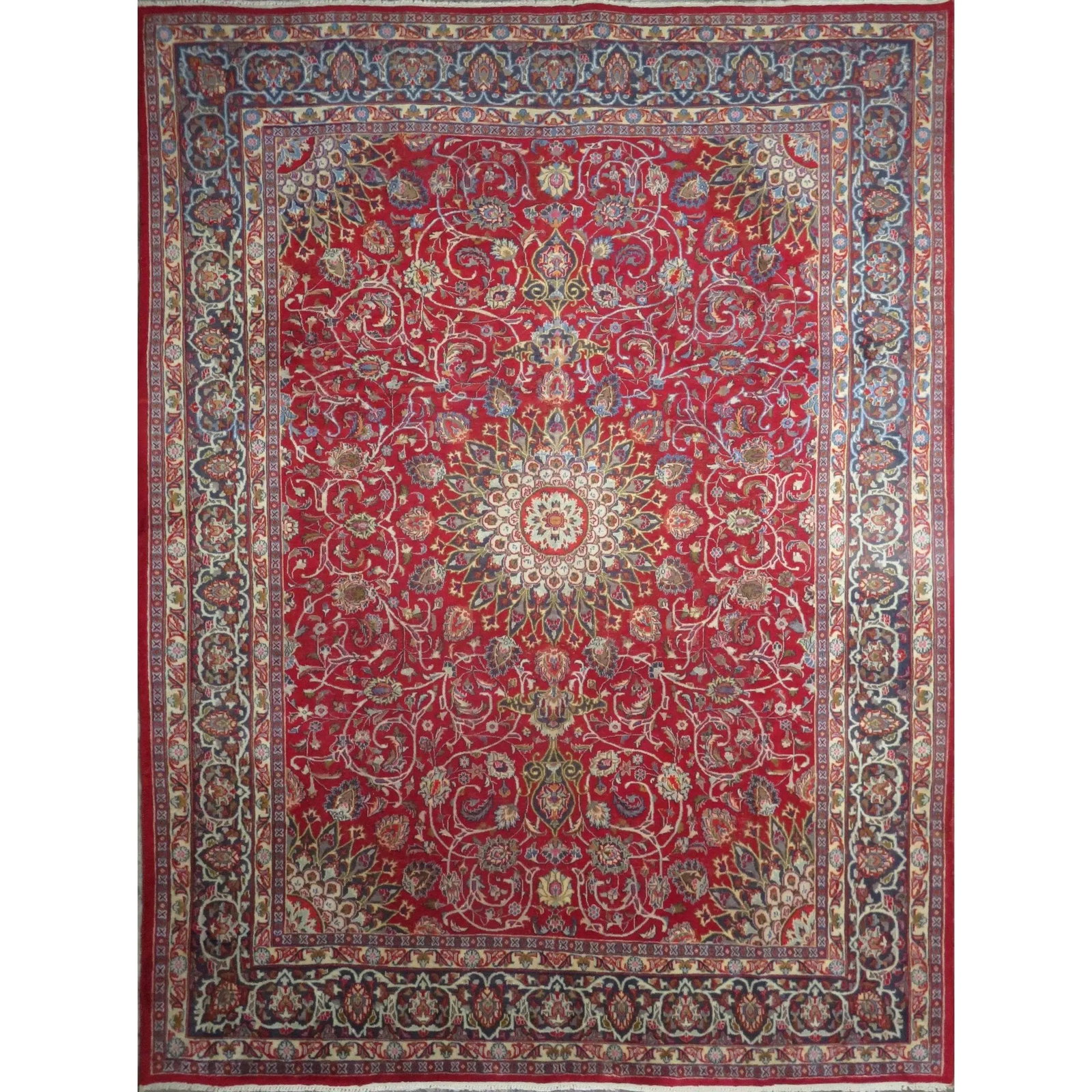 One Of The Kind Hand-Knotted Persian Wool Rug _ Luxurious Vintage Design, 12'7" x 9'5", Artisan: Hand-Knotted Persian Wool Rug _ Luxurious Vintage Design, 12'7" x 9'5", Artisan Crafted, Authentic hand-knotted traditional antique vintage Persian rugs, in excellent vintage condition with over 60 ye