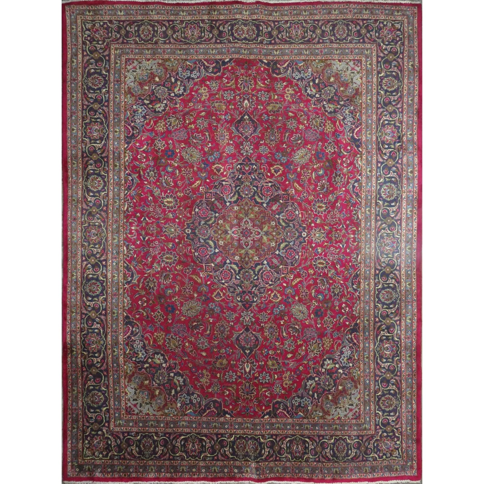 One Of The Kind Hand-Knotted Persian Wool Rug _ Luxurious Vintage Design, 12'7" x 9'4", Artisan: Hand-Knotted Persian Wool Rug _ Luxurious Vintage Design, 12'7" x 9'4", Artisan Crafted, Authentic hand-knotted traditional antique vintage Persian rugs, in excellent vintage condition with over 60 ye