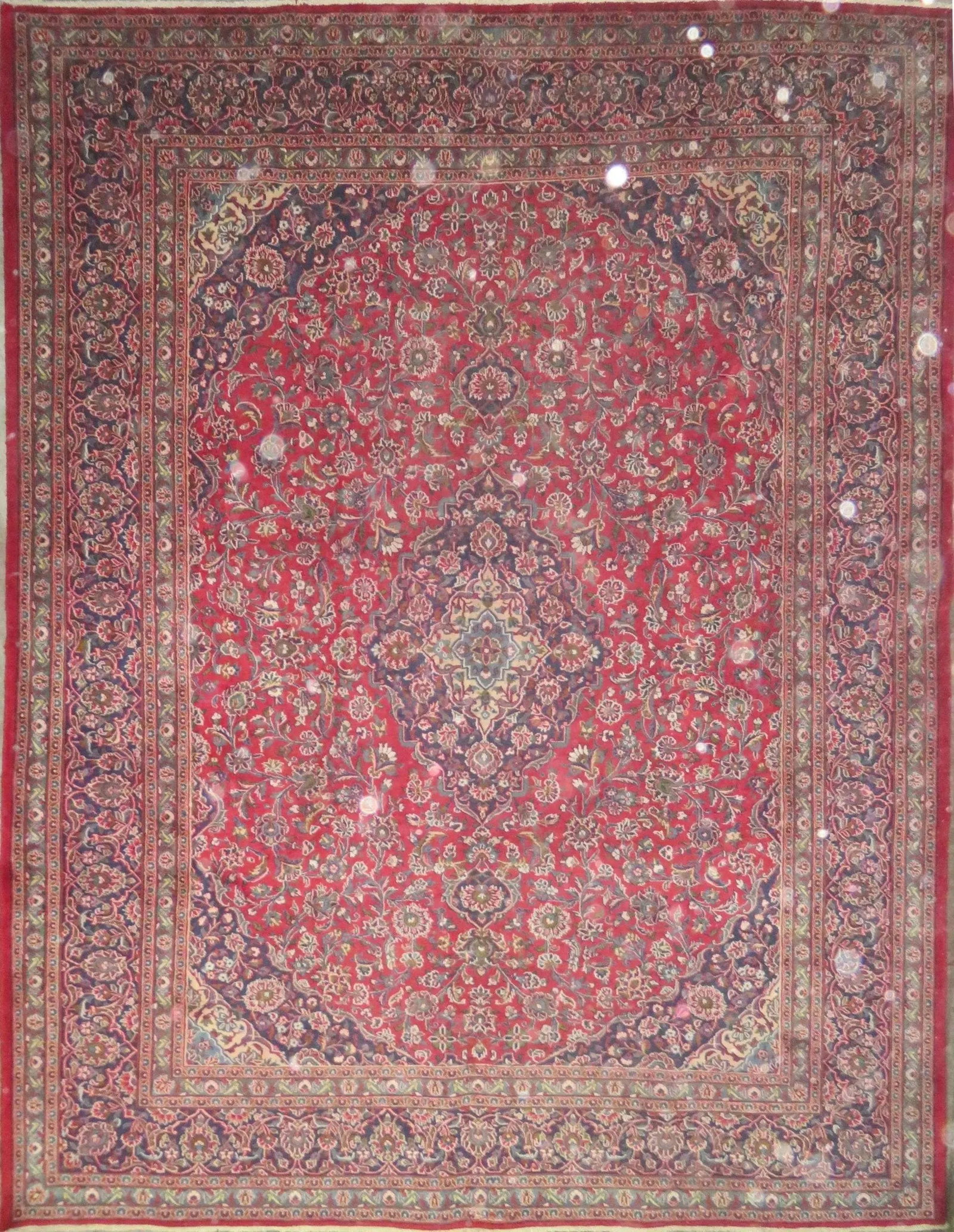 One Of The Kind Hand-Knotted Persian Wool Rug _ Luxurious Vintage Design, 12'5" x 9'5", Artisan: Hand-Knotted Persian Wool Rug _ Luxurious Vintage Design, 12'5" x 9'5", Artisan Crafted, Authentic hand-knotted traditional antique vintage Persian rugs, in excellent vintage condition with over 60 ye