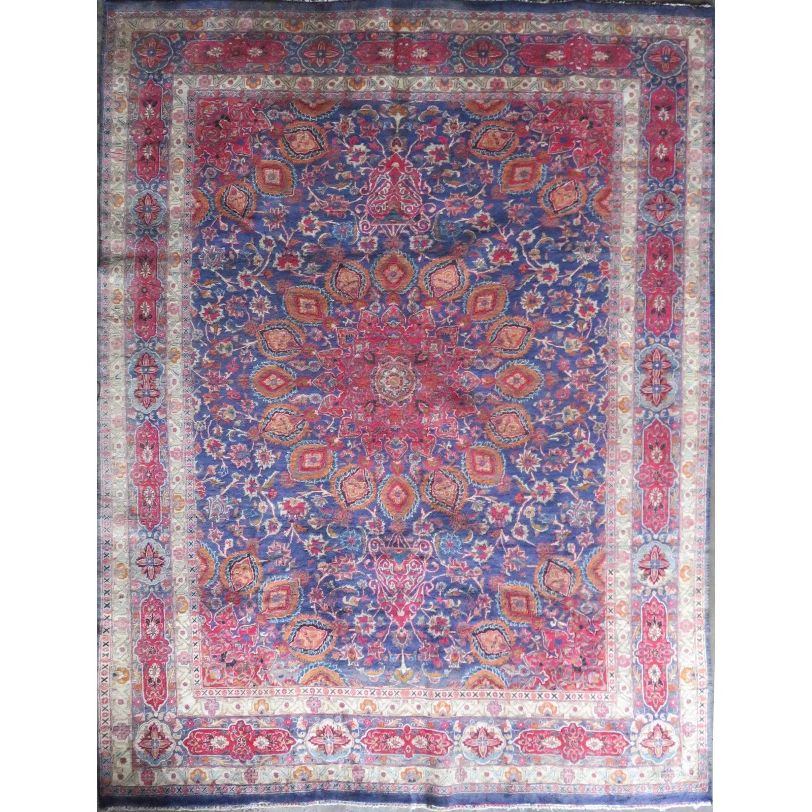 One Of The Kind Hand-Knotted Persian Wool Rug _ Luxurious Vintage Design, 12'5" x 9'4", Artisan: Hand-Knotted Persian Wool Rug _ Luxurious Vintage Design, 12'5" x 9'4", Artisan Crafted, Authentic hand-knotted traditional antique vintage Persian rugs, in excellent vintage condition with over 60 ye