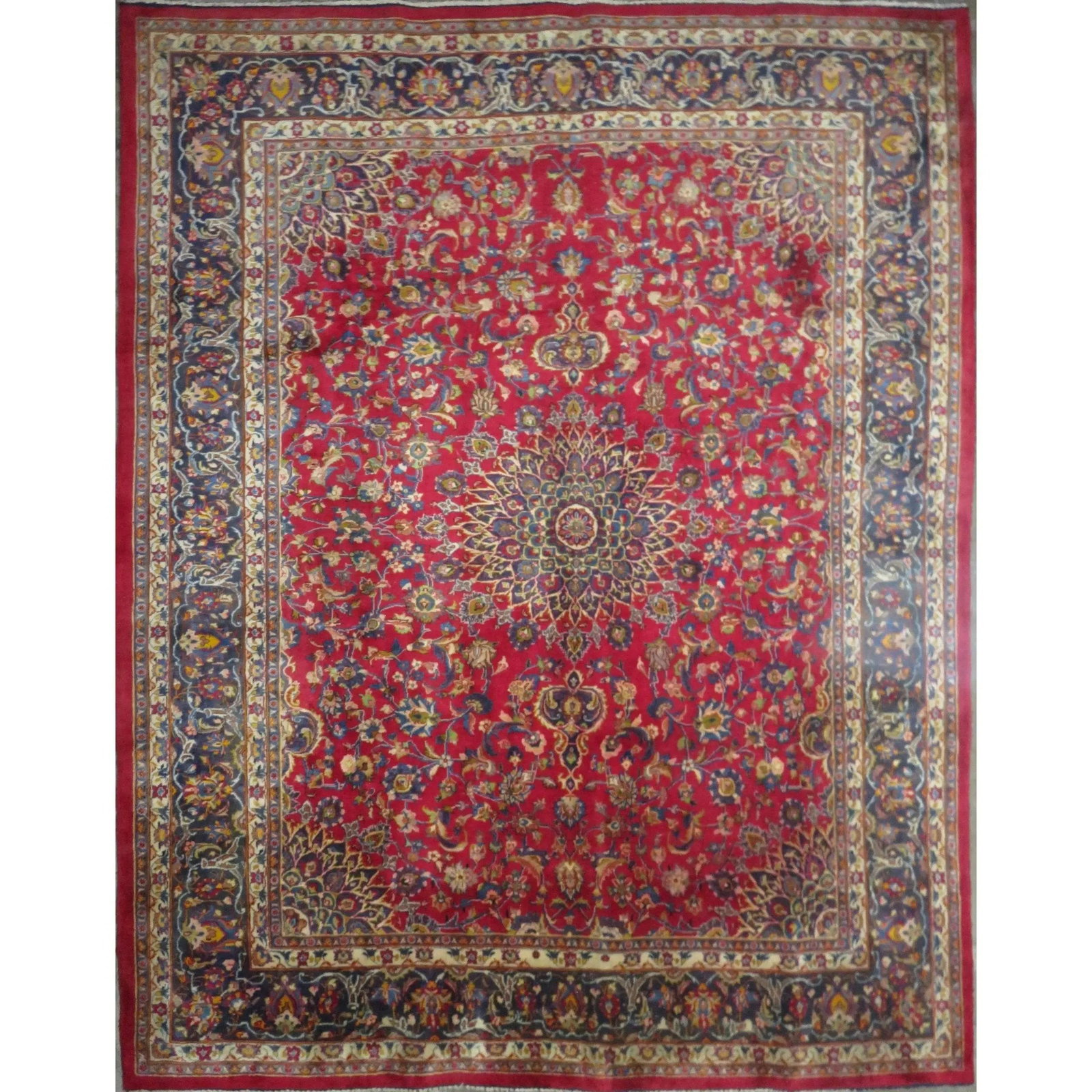 One Of The Kind Hand-Knotted Persian Wool Rug _ Luxurious Vintage Design, 12'2" x 9'7", Artisan: Hand-Knotted Persian Wool Rug _ Luxurious Vintage Design, 12'2" x 9'7", Artisan Crafted, Authentic hand-knotted traditional antique vintage Persian rugs, in excellent vintage condition with over 60 ye