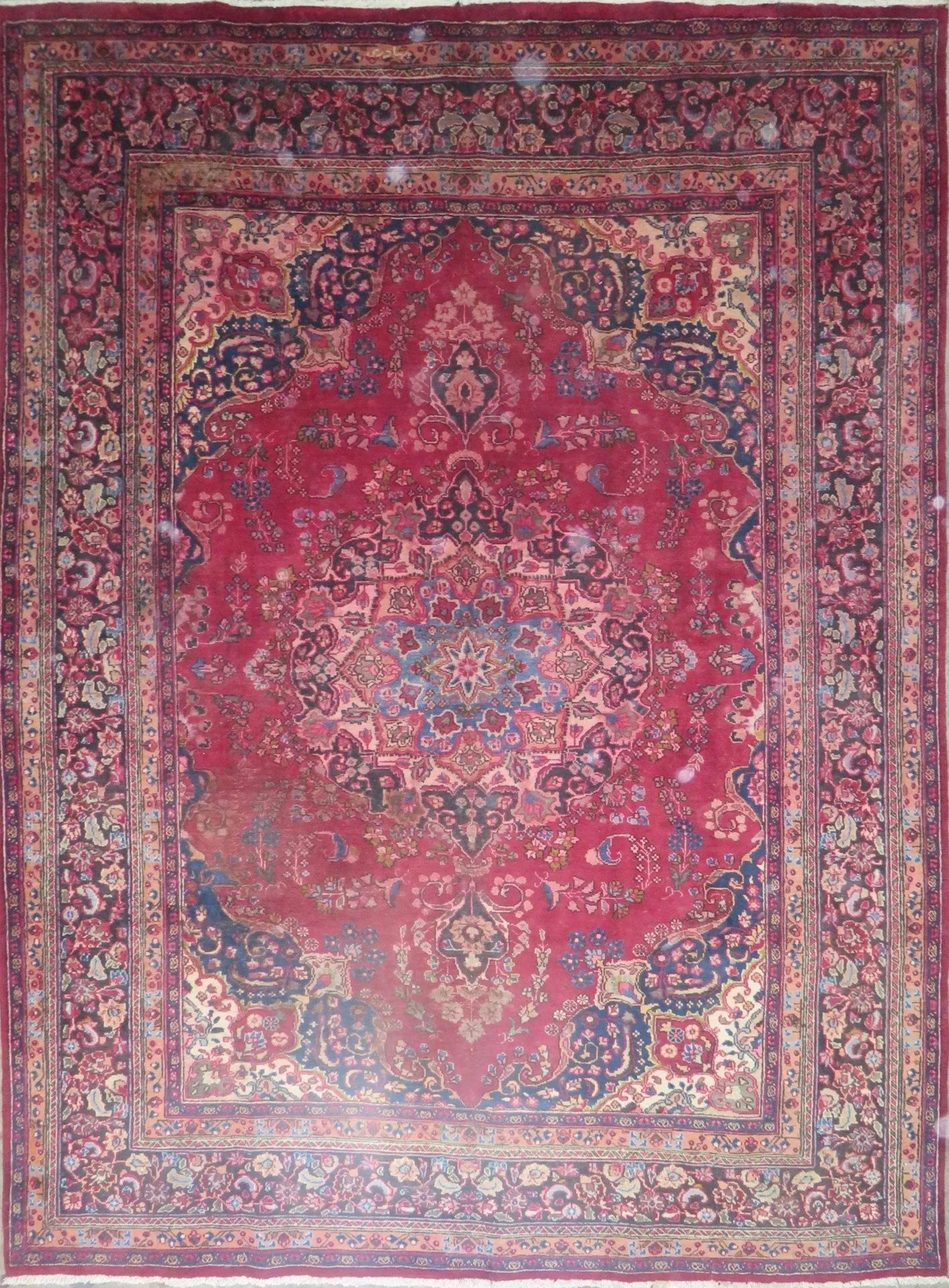 One Of The Kind Hand-Knotted Persian Wool Rug _ Luxurious Vintage Design, 11'2" x 7'9", Artisan: Hand-Knotted Persian Wool Rug _ Luxurious Vintage Design, 11'2" x 7'9", Artisan Crafted, Authentic hand-knotted traditional antique vintage Persian rugs, in excellent vintage condition with over 60 ye