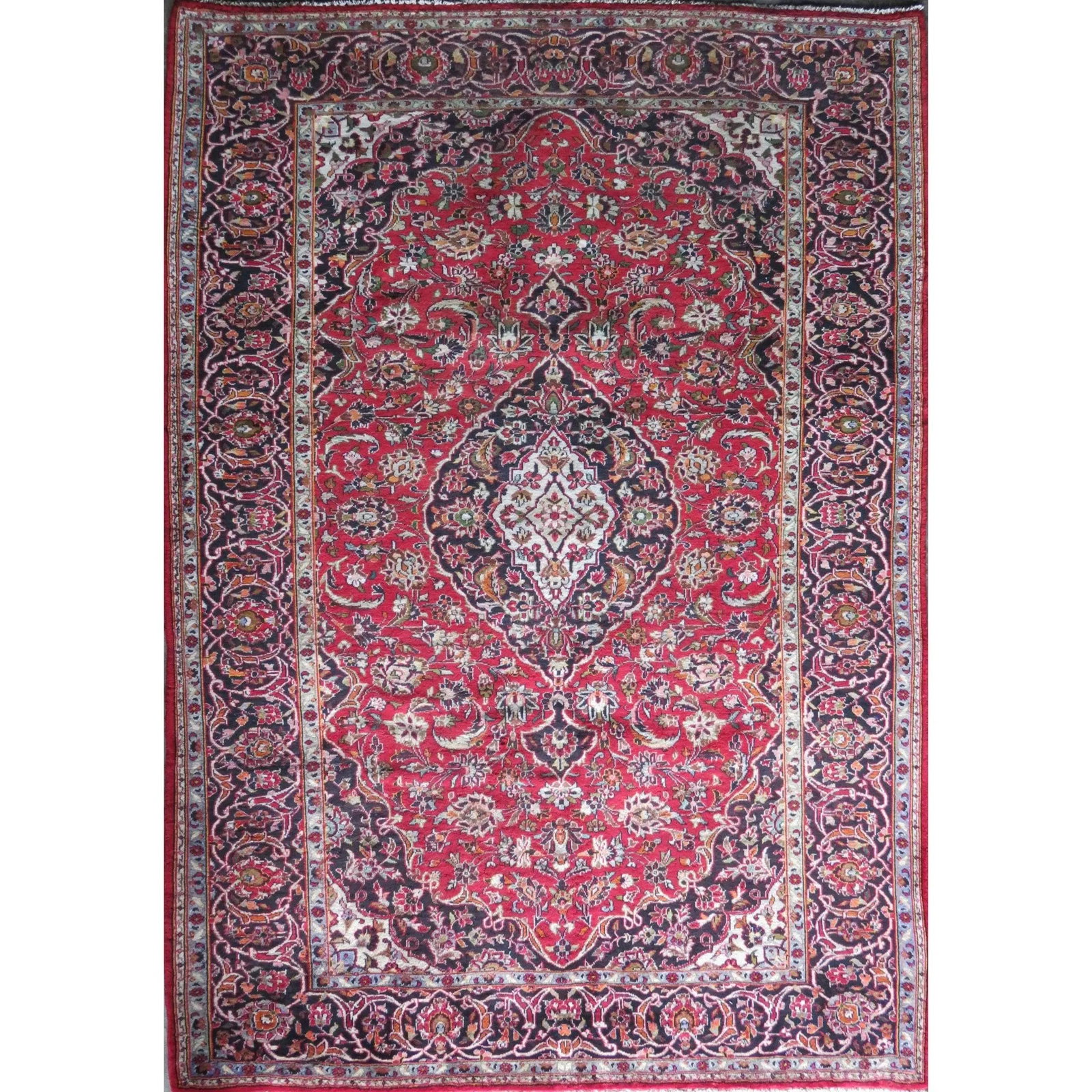 One Of The Kind Hand-Knotted Persian Wool Rug _ Luxurious Vintage Design, 10'10" x 6'9", Artisan: Hand-Knotted Persian Wool Rug _ Luxurious Vintage Design, 10'10" x 6'9", Artisan Crafted, Authentic hand-knotted traditional antique vintage Persian rugs, in excellent vintage condition with over 60 y