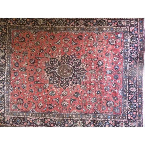 One Of The Kind Hand-Knotted Persian Wool Rug _ Luxurious Vintage Design, 9'2" x 6'4", Artisan: Hand-Knotted Persian Wool Rug _ Luxurious Vintage Design, 9'2" x 6'4", Artisan Crafted, Authentic hand-knotted traditional antique vintage Persian rugs, in excellent vintage condition with over 60 yea