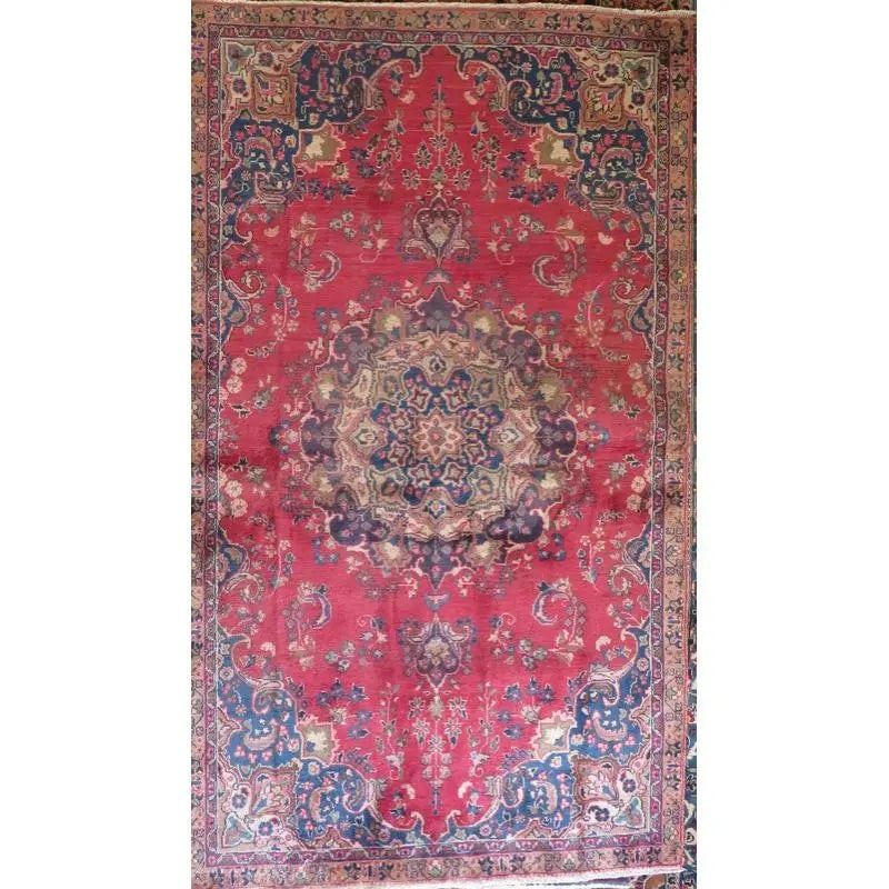 One Of The Kind Hand-Knotted Persian Wool Rug _ Luxurious Vintage Design, 9'2" x 5'5", Artisan: Hand-Knotted Persian Wool Rug _ Luxurious Vintage Design, 9'2" x 5'5", Artisan Crafted, Authentic hand-knotted traditional antique vintage Persian rugs, in excellent vintage condition with over 60 yea