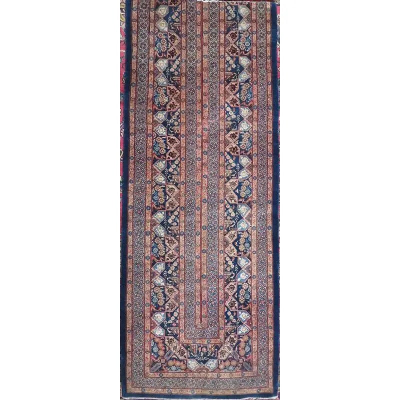 One Of The Kind Hand-Knotted Persian Wool Rug _ Luxurious Vintage Design, 9'10" x 2'4", Artisan: Hand-Knotted Persian Wool Rug _ Luxurious Vintage Design, 9'10" x 2'4", Artisan Crafted, Authentic hand-knotted traditional antique vintage Persian rugs, in excellent vintage condition with over 60 ye