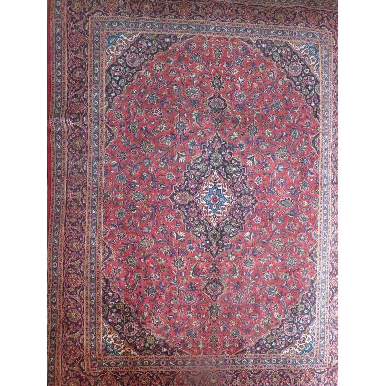 One Of The Kind Hand-Knotted Persian Wool Rug _ Luxurious Vintage Design, 8'5" x 5'0", Artisan: Hand-Knotted Persian Wool Rug _ Luxurious Vintage Design, 8'5" x 5'0", Artisan Crafted, Authentic hand-knotted traditional antique vintage Persian rugs, in excellent vintage condition with over 60 yea