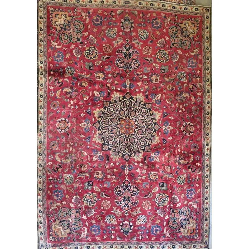 One Of The Kind Hand-Knotted Persian Wool Rug _ Luxurious Vintage Design, 7'11" x 4'8", Artisan: Hand-Knotted Persian Wool Rug _ Luxurious Vintage Design, 7'11" x 4'8", Artisan Crafted, Authentic hand-knotted traditional antique vintage Persian rugs, in excellent vintage condition with over 60 ye