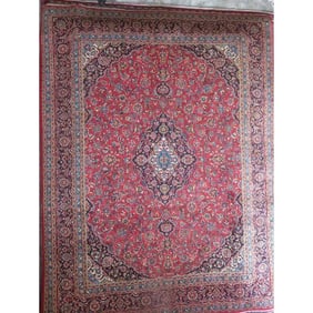 One Of The Kind Hand-Knotted Persian Wool Rug _ Luxurious Vintage Design, 12'7" x 9'6", Artisan