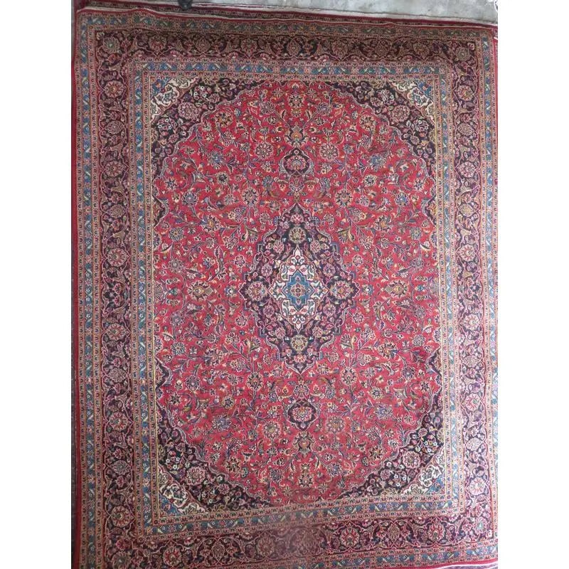 One Of The Kind Hand-Knotted Persian Wool Rug _ Luxurious Vintage Design, 12'7" x 9'6", Artisan: Hand-Knotted Persian Wool Rug _ Luxurious Vintage Design, 12'7" x 9'6", Artisan Crafted, Authentic hand-knotted traditional antique vintage Persian rugs, in excellent vintage condition with over 60 ye