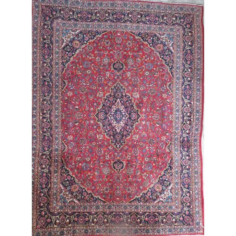 One Of The Kind Hand-Knotted Persian Wool Rug _ Luxurious Vintage Design, 12'10" x 9'9", Artisan (1 of 1)