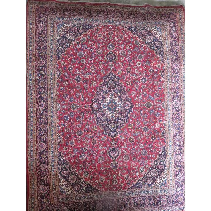 One Of The Kind Hand-Knotted Persian Wool Rug _ Luxurious Vintage Design, 11'7" x 9'1", Artisan: Hand-Knotted Persian Wool Rug _ Luxurious Vintage Design, 11'7" x 9'1", Artisan Crafted, Authentic hand-knotted traditional antique vintage Persian rugs, in excellent vintage condition with over 60 ye