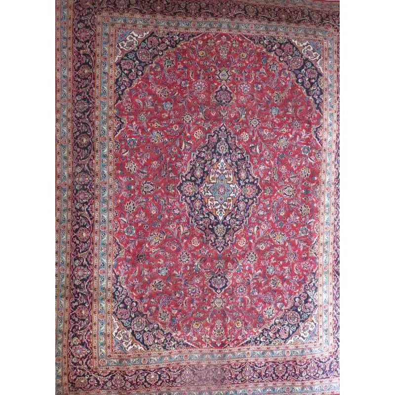 One Of The Kind Hand-Knotted Persian Wool Rug _ Luxurious Vintage Design, 11'6" x 8'9", Artisan: Hand-Knotted Persian Wool Rug _ Luxurious Vintage Design, 11'6" x 8'9", Artisan Crafted, Authentic hand-knotted traditional antique vintage Persian rugs, in excellent vintage condition with over 60 ye