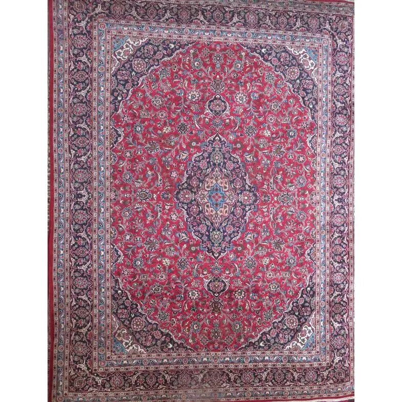 One Of The Kind Hand-Knotted Persian Wool Rug _ Luxurious Vintage Design, 11'2" x 9'10", Artisan: Hand-Knotted Persian Wool Rug _ Luxurious Vintage Design, 11'2" x 9'10", Artisan Crafted, Authentic hand-knotted traditional antique vintage Persian rugs, in excellent vintage condition with over 60 y