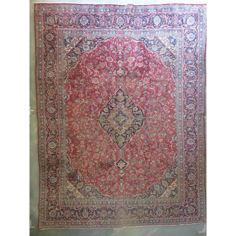 One Of The Kind Hand-Knotted Persian Wool Rug _ Luxurious Vintage Design, 11'1" x 8'4", Artisan: Hand-Knotted Persian Wool Rug _ Luxurious Vintage Design, 11'1" x 8'4", Artisan Crafted, Authentic hand-knotted traditional antique vintage Persian rugs, in excellent vintage condition with over 60 ye