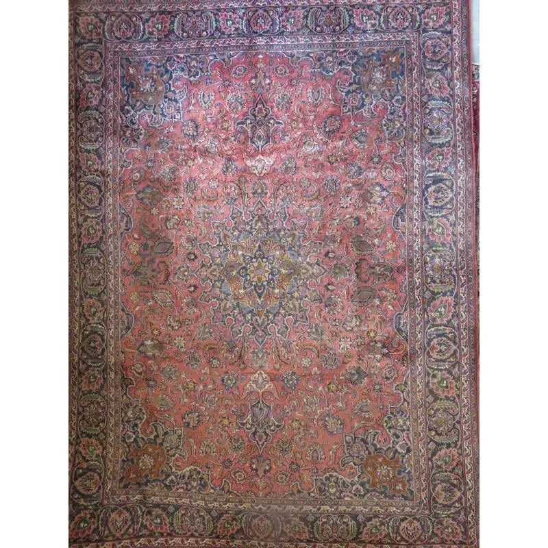One Of The Kind Hand-Knotted Persian Wool Rug _ Luxurious Vintage Design, 10'4" x 7'2", Artisan: Hand-Knotted Persian Wool Rug _ Luxurious Vintage Design, 10'4" x 7'2", Artisan Crafted, Authentic hand-knotted traditional antique vintage Persian rugs, in excellent vintage condition with over 60 ye
