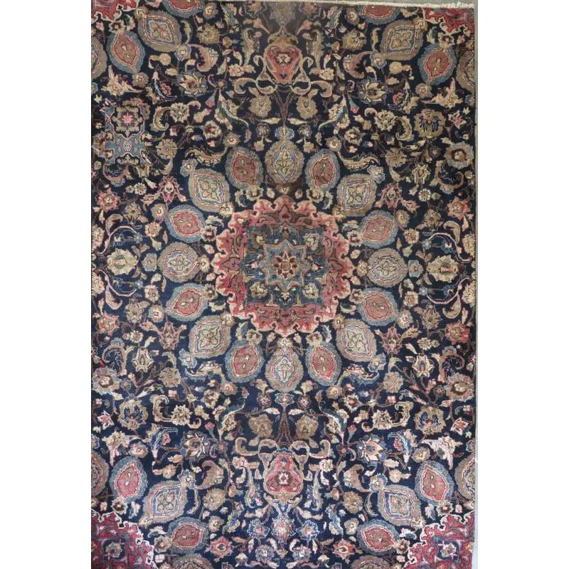 One Of The Kind Hand-Knotted Persian Wool Rug _ Luxurious Vintage Design, 10'11" x 6'3", Artisan: Hand-Knotted Persian Wool Rug _ Luxurious Vintage Design, 10'12" x 6'3", Artisan Crafted, Authentic hand-knotted traditional antique vintage Persian rugs, in excellent vintage condition with over 60 y