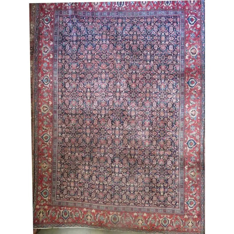 One Of The Kind Hand-Knotted Persian Wool Rug _ Luxurious Vintage Design, 12'8" x 9'7", Artisan (1 of 1)