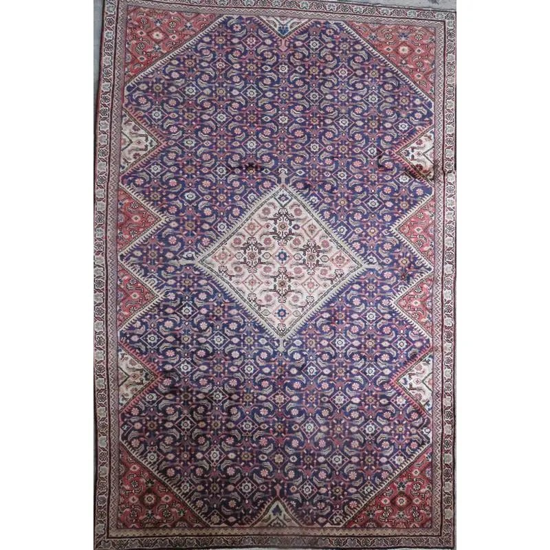 One Of The Kind Hand-Knotted Persian Wool Rug _ Luxurious Vintage Design, 10'2" x 6'8", Artisan: Hand-Knotted Persian Wool Rug _ Luxurious Vintage Design, 10'2" x 6'8", Artisan Crafted, Authentic hand-knotted traditional antique vintage Persian rugs, in excellent vintage condition with over 60 ye