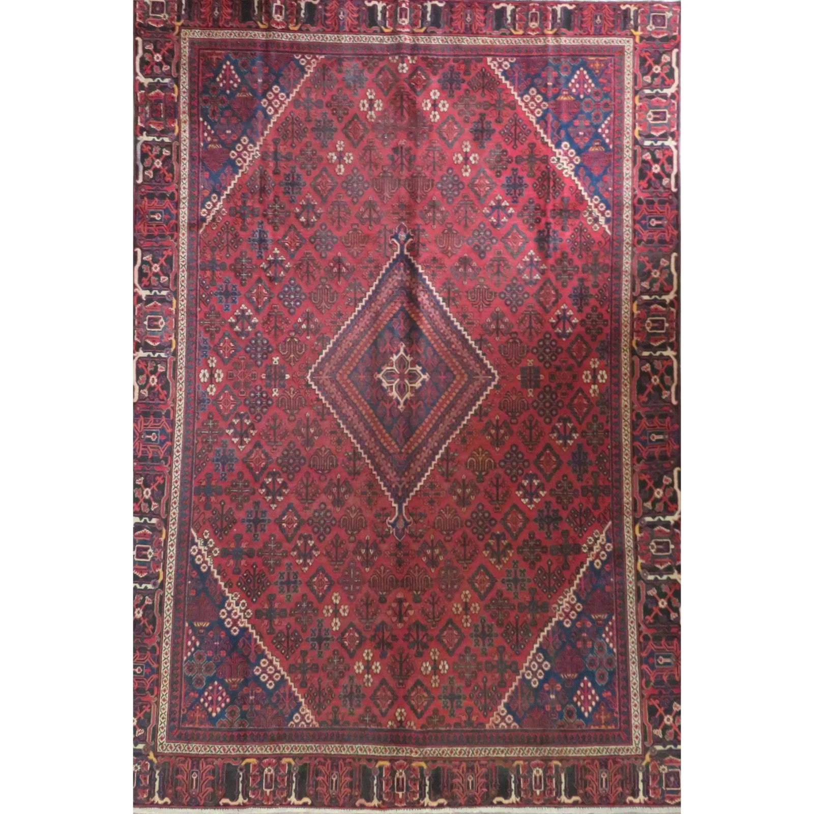 One Of The Kind Hand-Knotted Persian Wool Rug _ Luxurious Vintage Design, 12'4" x 8'3", Artisan: Hand-Knotted Persian Wool Rug _ Luxurious Vintage Design, 12'4" x 8'3", Artisan Crafted, Authentic hand-knotted traditional antique vintage Persian rugs, in excellent vintage condition with over 60 ye
