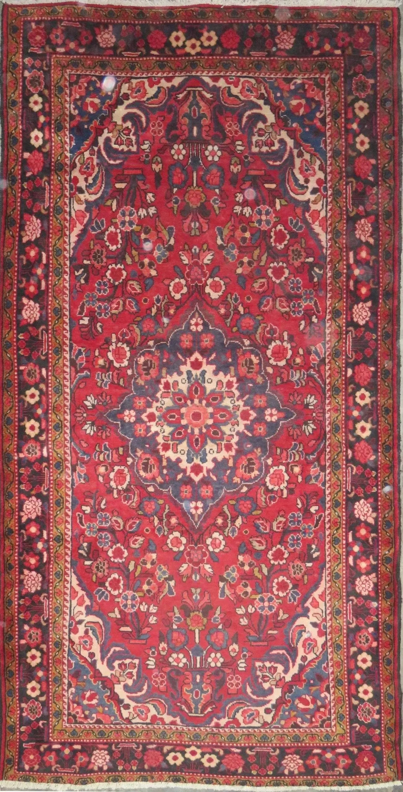 One Of The Kind Hand-Knotted Persian Wool Rug _ Luxurious Vintage Design, 9'7" x 5'0", Artisan: Hand-Knotted Persian Wool Rug _ Luxurious Vintage Design, 9'7" x 5'0", Artisan Crafted, Authentic hand-knotted traditional antique vintage Persian rugs, in excellent vintage condition with over 60 yea